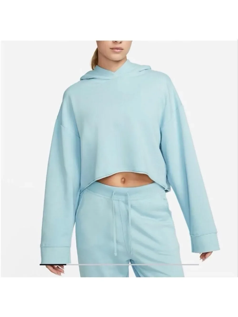 Women's Nike Yoga Light Blue Cropped Hoodie M